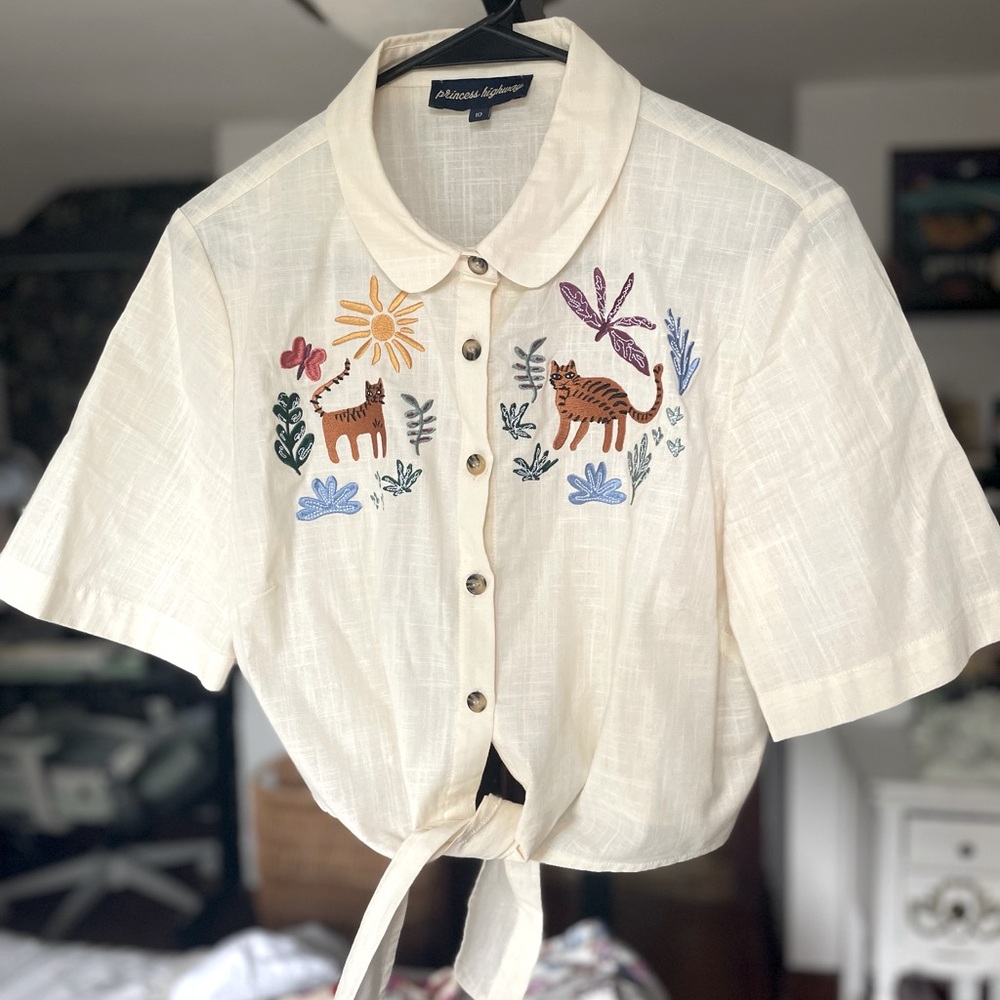 🐆 Princess Highway Embroidered Tie Waist Shirt 🐆 AU 10 • US 6 🐆